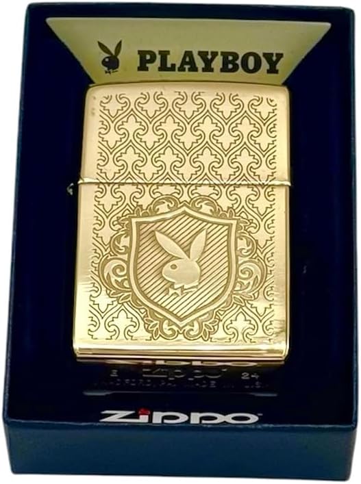 Personalized Zippo Playboy Windproof Lighter Free Engraving - Christmas, Halloween & Valentines Day Gift (Gold)
