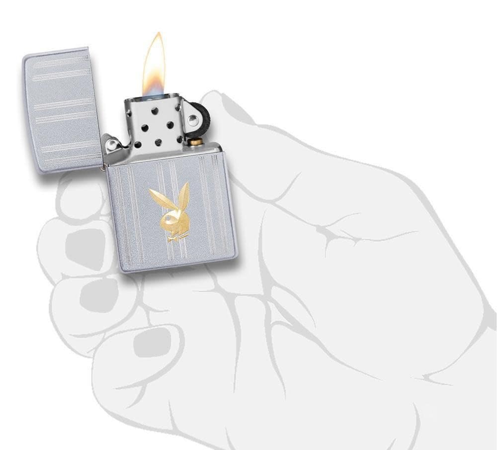 Personalized Zippo Playboy Windproof Lighter Free Engraving - Christmas, Halloween & Valentines Day Gift (Gold)